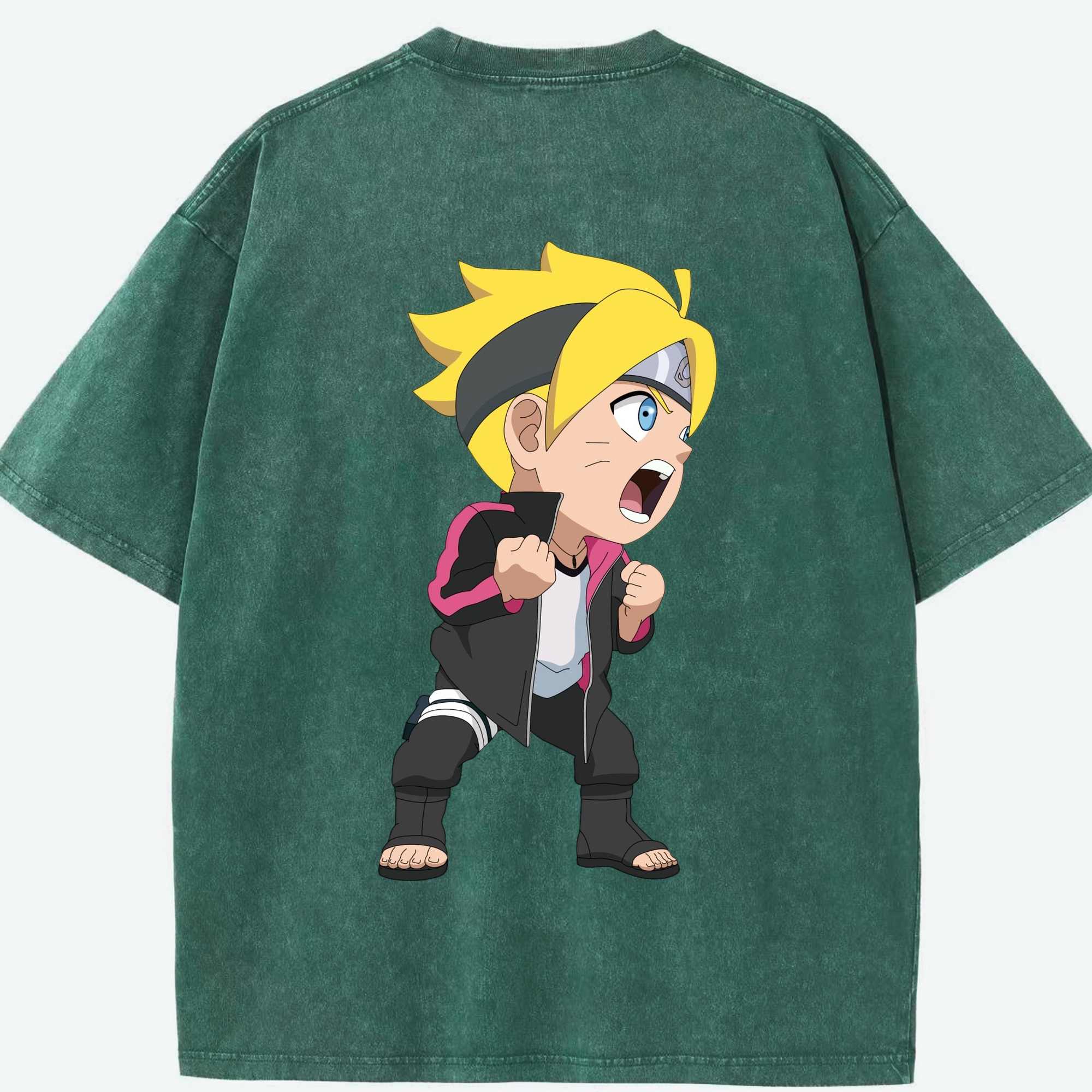 （画像用） NARUTO -ナルト- うずまき ボルト Uzumaki Boruto 綿100% ヴィンテージ風 半袖Tシャツ（背面プリント）